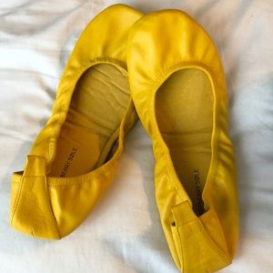 Raspberry Sole Mustard Flats - like yosi/tieks!